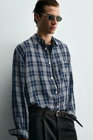 Рубашка свободного кроя в клетку- Заказать в России