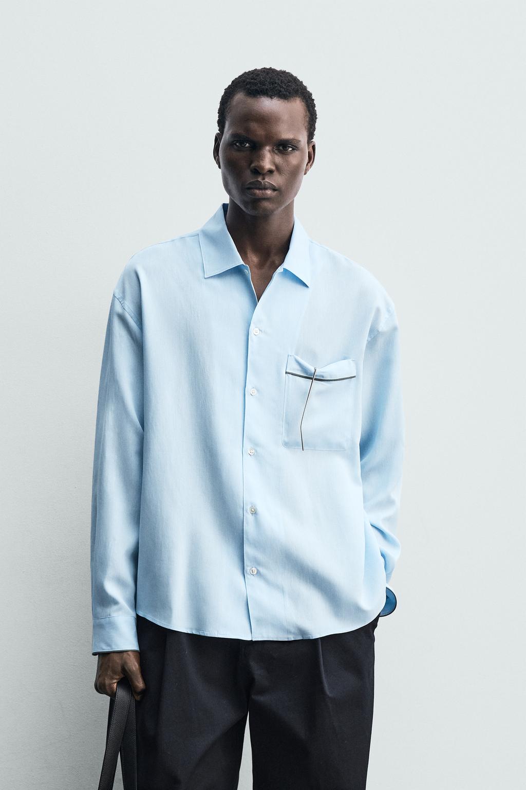 РУБАШКА В ПОЛОСКУ С КОНТРАСТНОЙ ОТДЕЛКОЙ