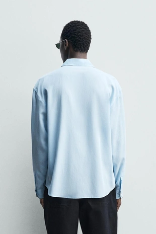 Рубашка в полоску с контрастной отделкой- Заказать в России