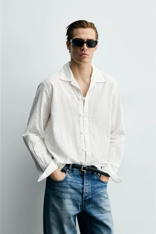 Рубашка Relaxed Fit с эффектом мятости- Заказать в России