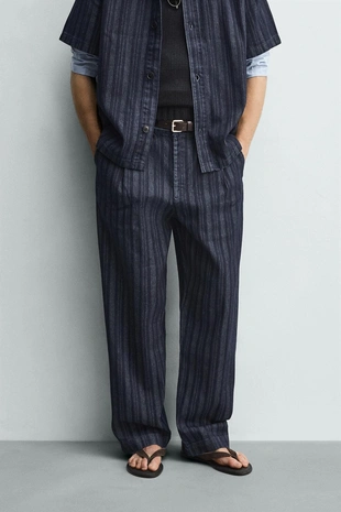 Брюки чино в полоску Relaxed Fit- Заказать в России
