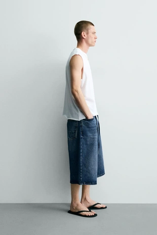 Хлопковый трикотажный топ без рукавов