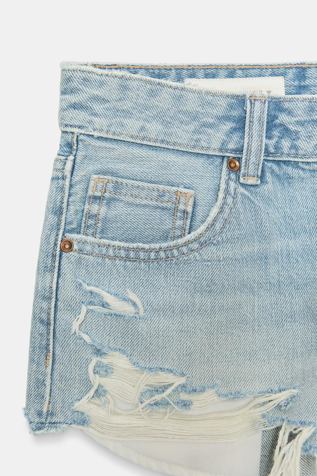 ДЖИНСОВЫЕ ШОРТЫ TRF С РАЗРЕЗАМИ И СРЕДНЕЙ ПОСАДКОЙ