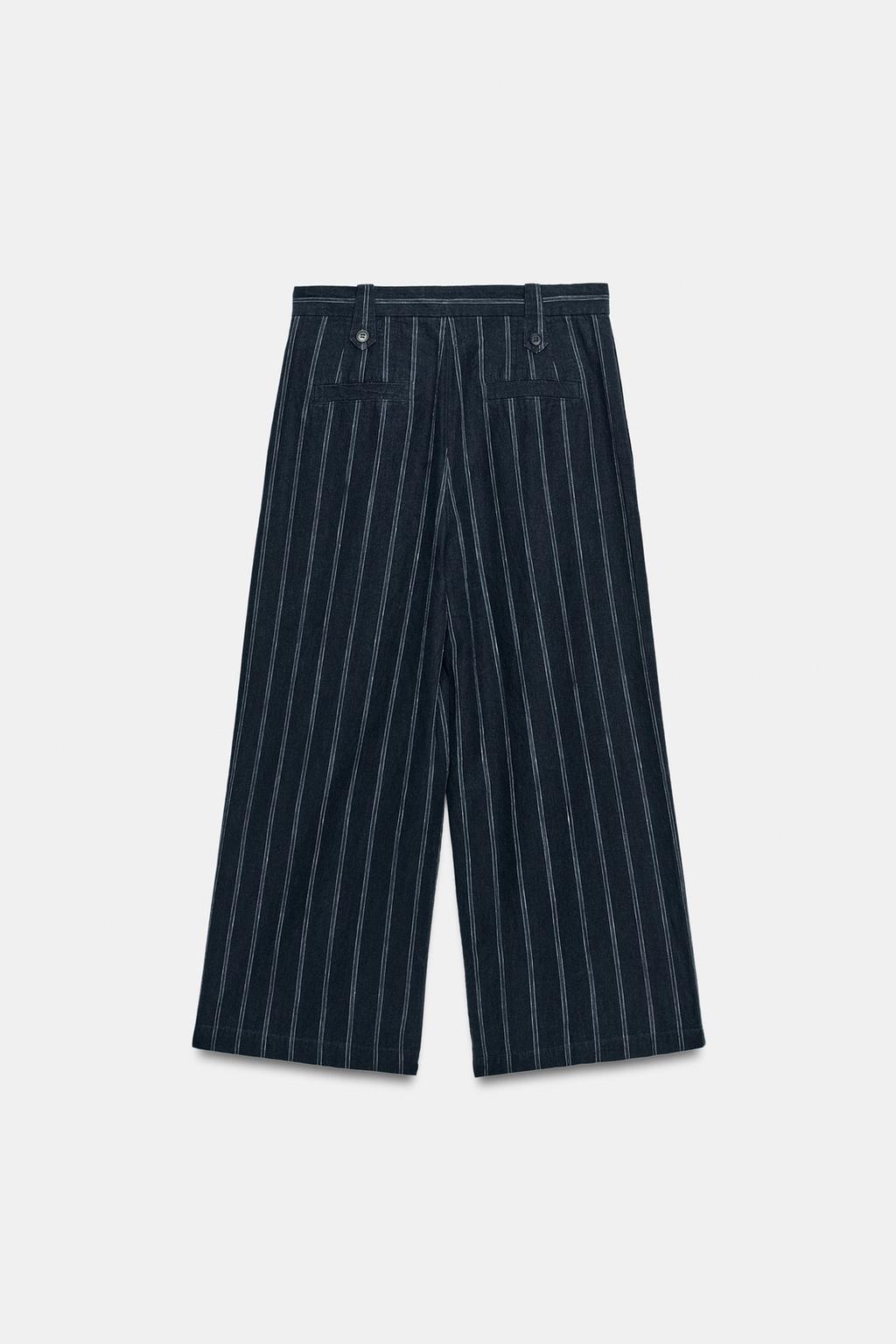 БРЮКИ В ПОЛОСКУ ИЗ СМЕСОВОГО ЛЬНА — ZW COLLECTION