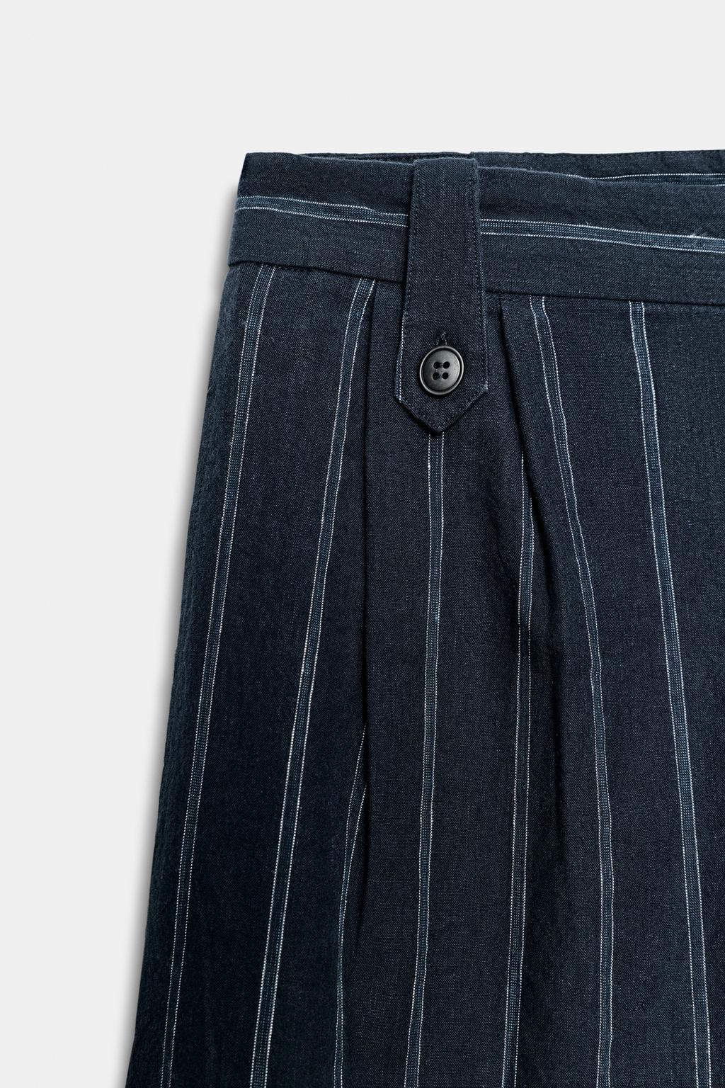БРЮКИ В ПОЛОСКУ ИЗ СМЕСОВОГО ЛЬНА — ZW COLLECTION
