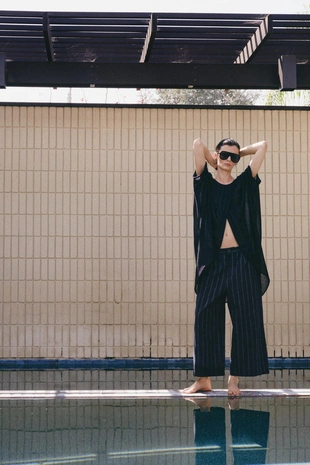 Брюки в полоску из смесового льна — Zw Collection- Заказать в России