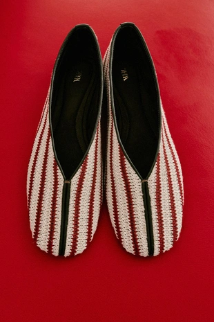 Балетки в полоску- Заказать в России