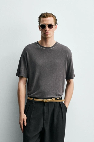 Футболка из льна и вискозы- Заказать в России