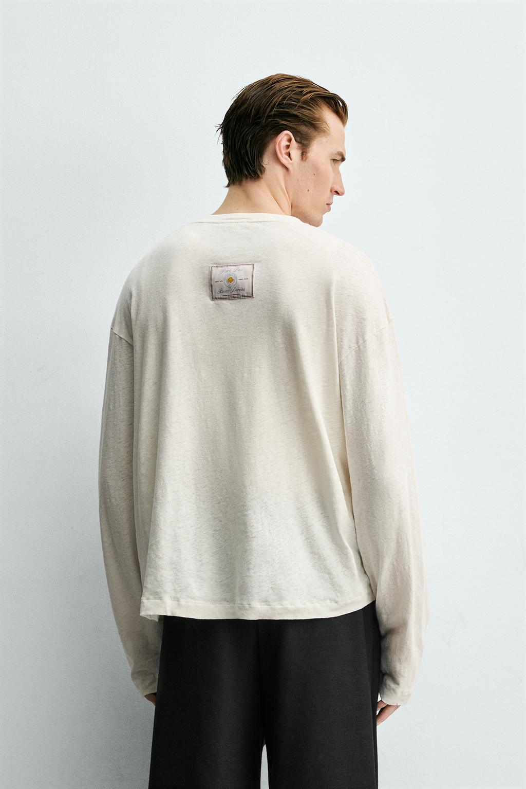 Футболка henley из хлопка и льна