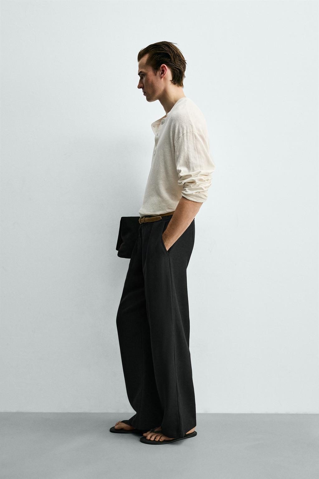 Футболка henley из хлопка и льна