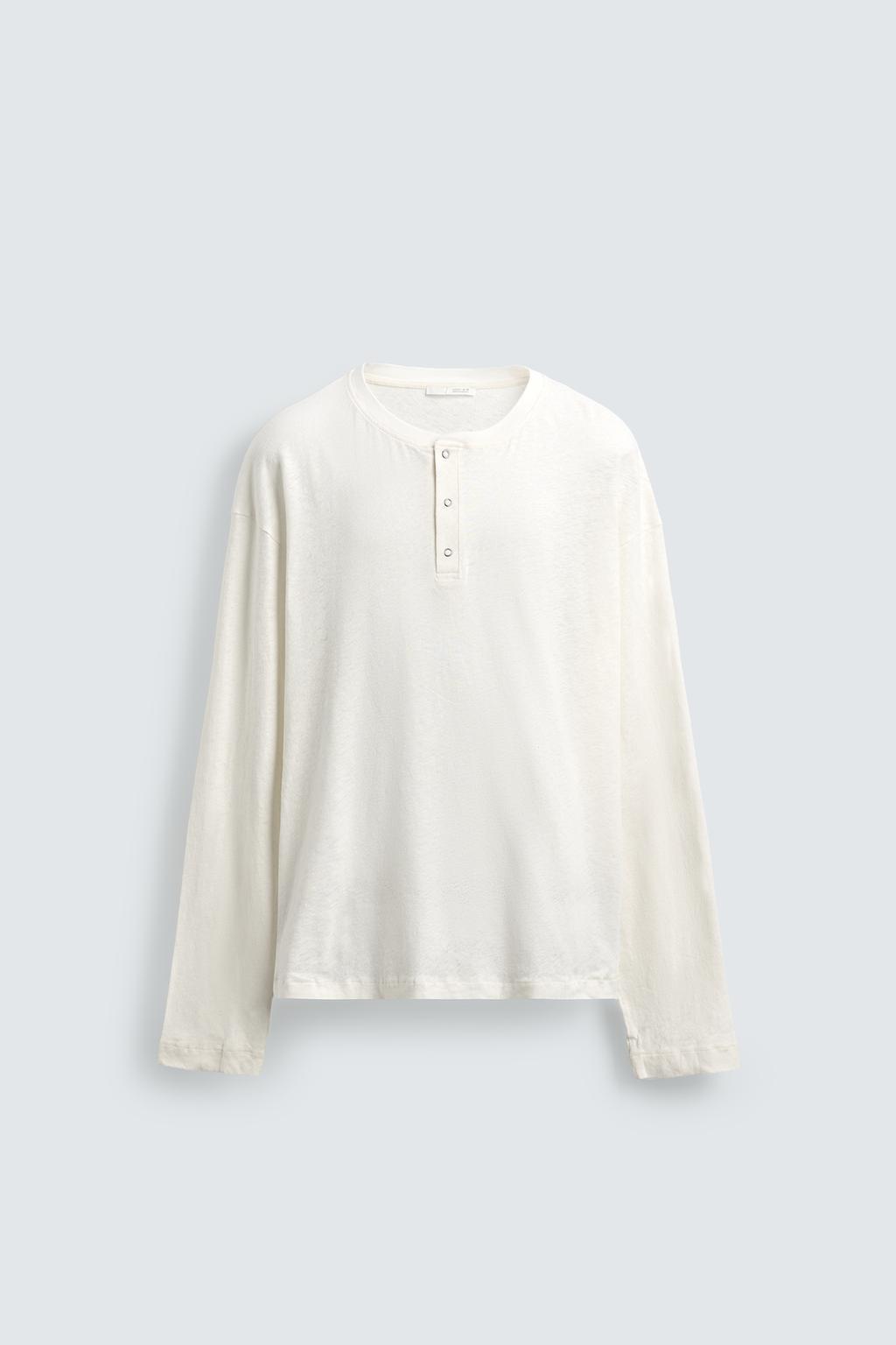 Футболка henley из хлопка и льна