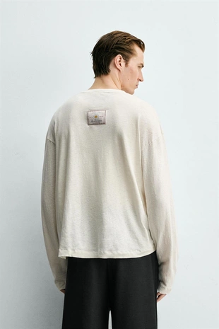 Футболка henley из хлопка и льна- Заказать в России