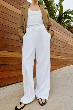 Брюки прямого кроя из смесового льна