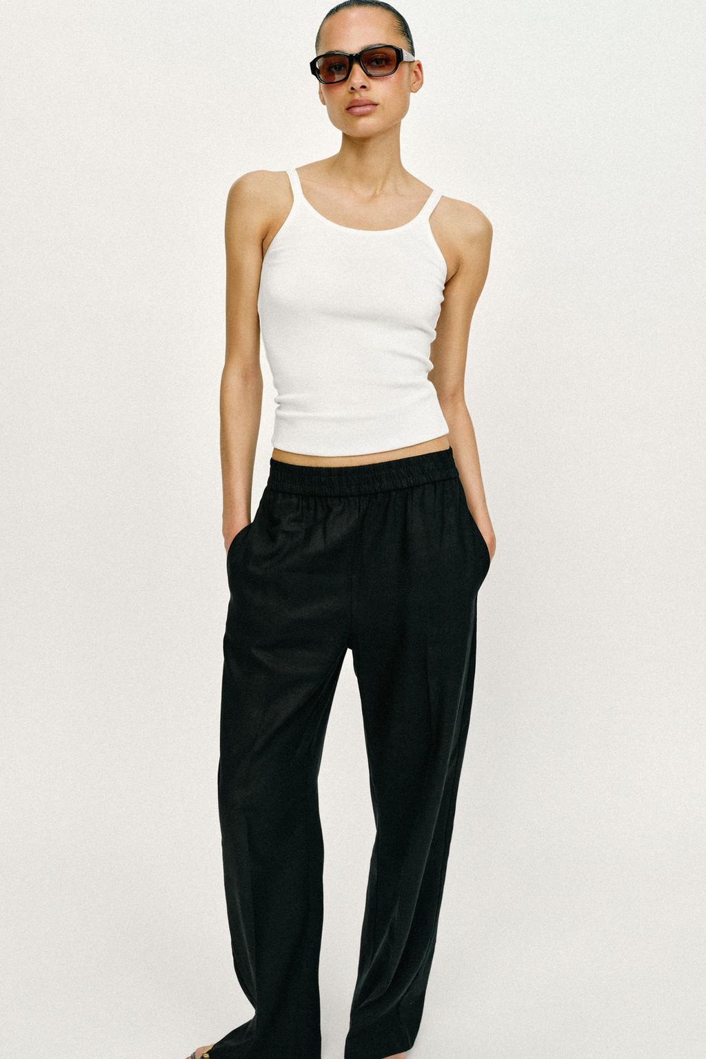 БРЮКИ ПРЯМОГО КРОЯ ИЗ СМЕСОВОГО ЛЬНА