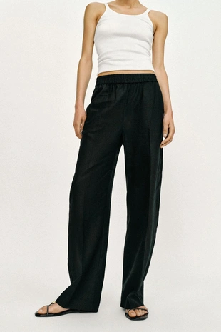 Брюки прямого кроя из смесового льна