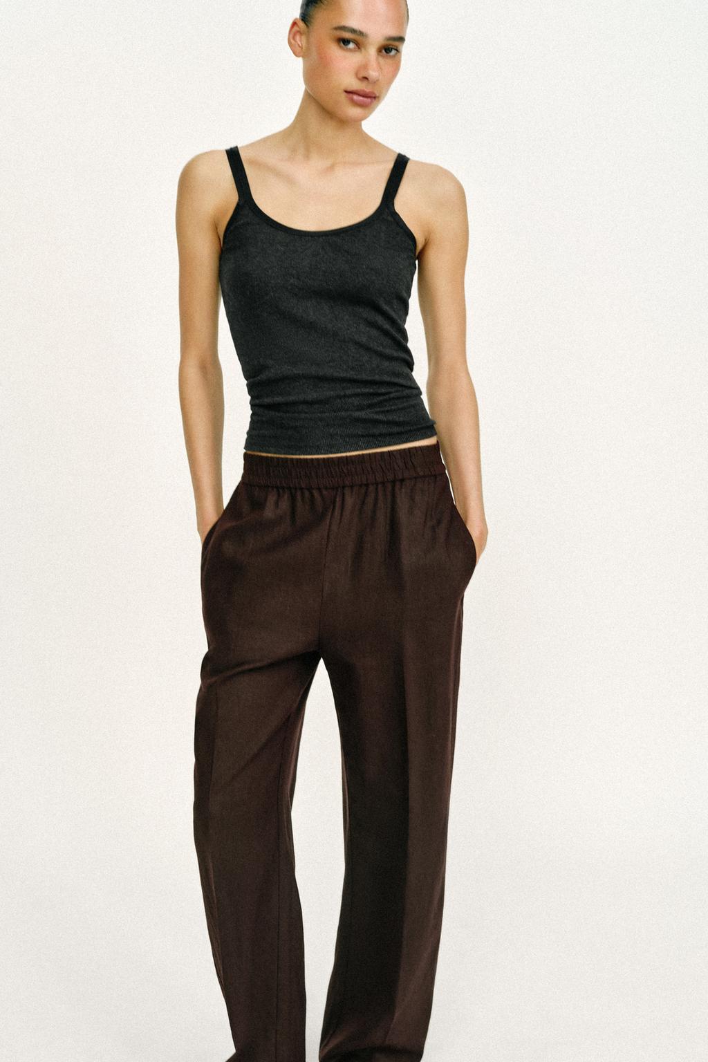 БРЮКИ ПРЯМОГО КРОЯ ИЗ СМЕСОВОГО ЛЬНА