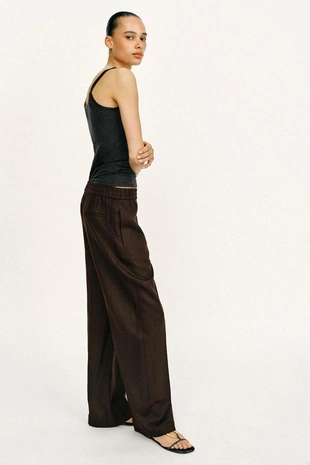 Брюки прямого кроя из смесового льна