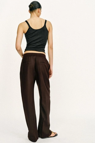 Брюки прямого кроя из смесового льна- Заказать в России