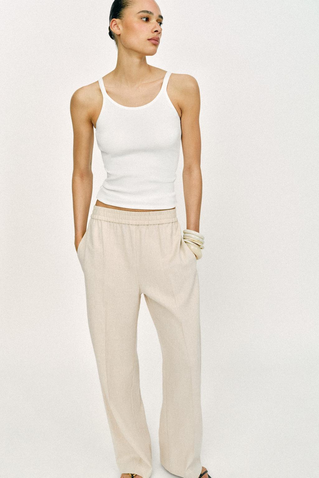 БРЮКИ ПРЯМОГО КРОЯ ИЗ СМЕСОВОГО ЛЬНА