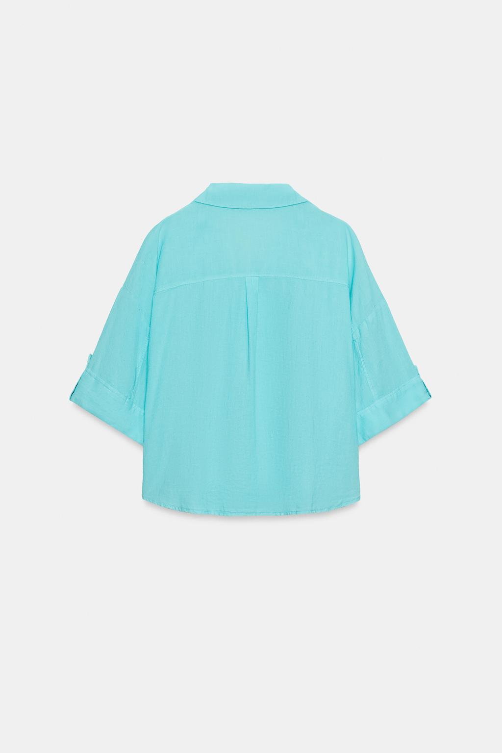 УКОРОЧЕННАЯ РУБАШКА ИЗ СМЕСОВОГО ЛЬНА