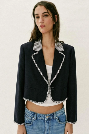 Укороченный блейзер в клетку виши- Заказать в России