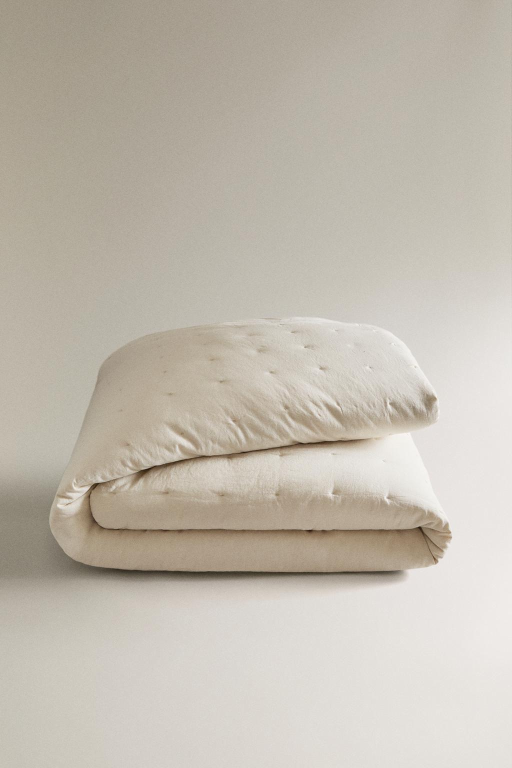 Одеяло из льна и хлопка с квилтованным узором