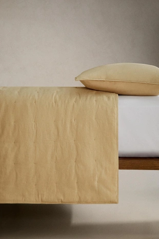 Покрывало из льна и хлопка с лоскутным стежком