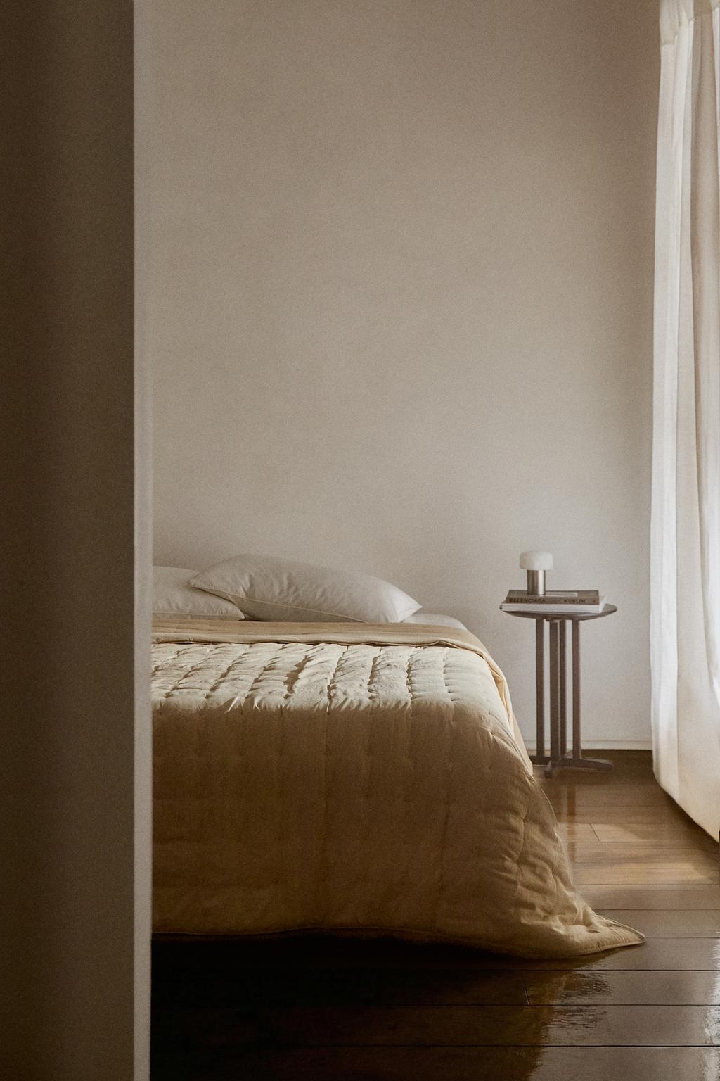 Покрывало из льна и хлопка с лоскутным стежком