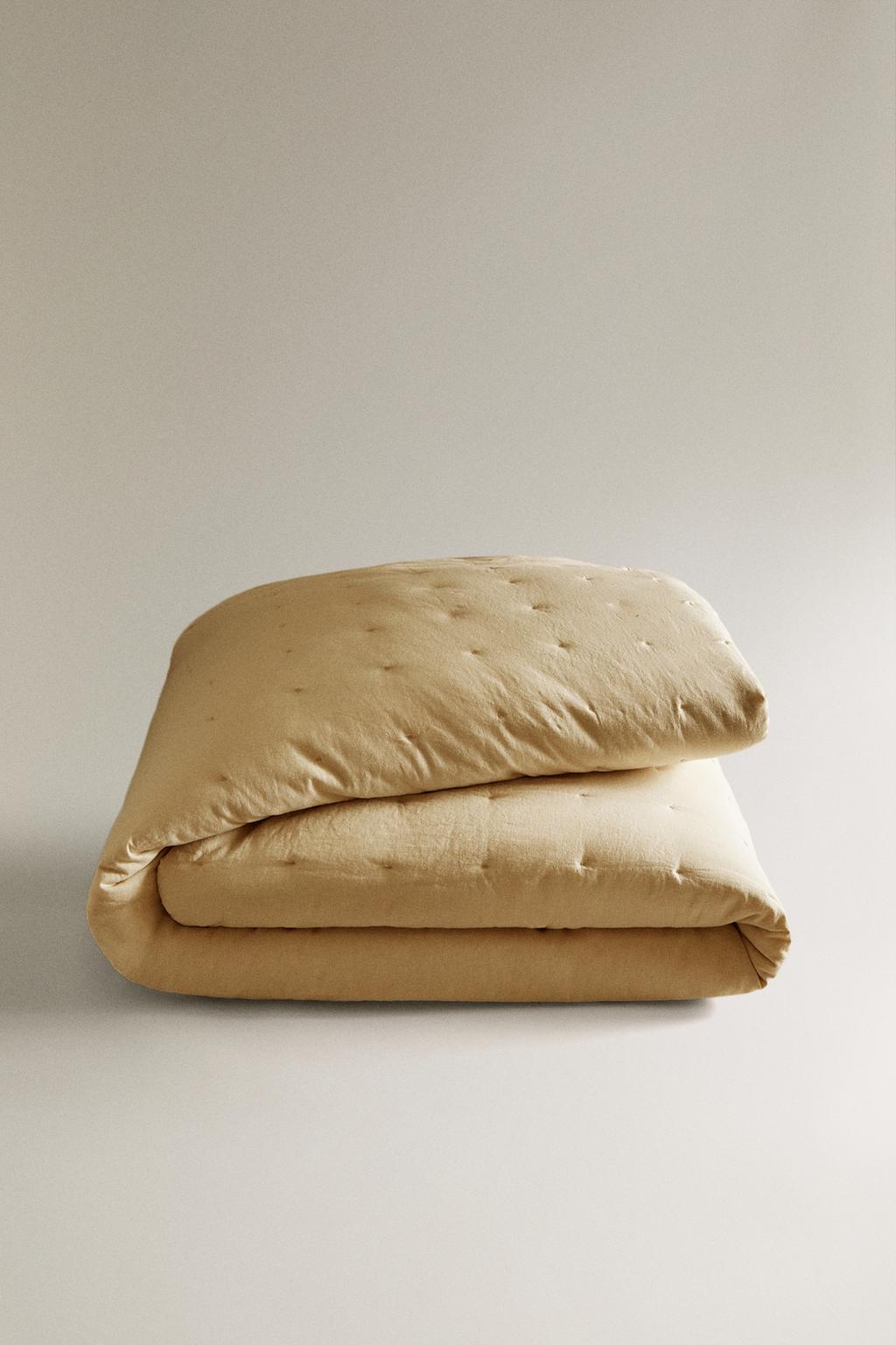 Покрывало из льна и хлопка с лоскутным стежком