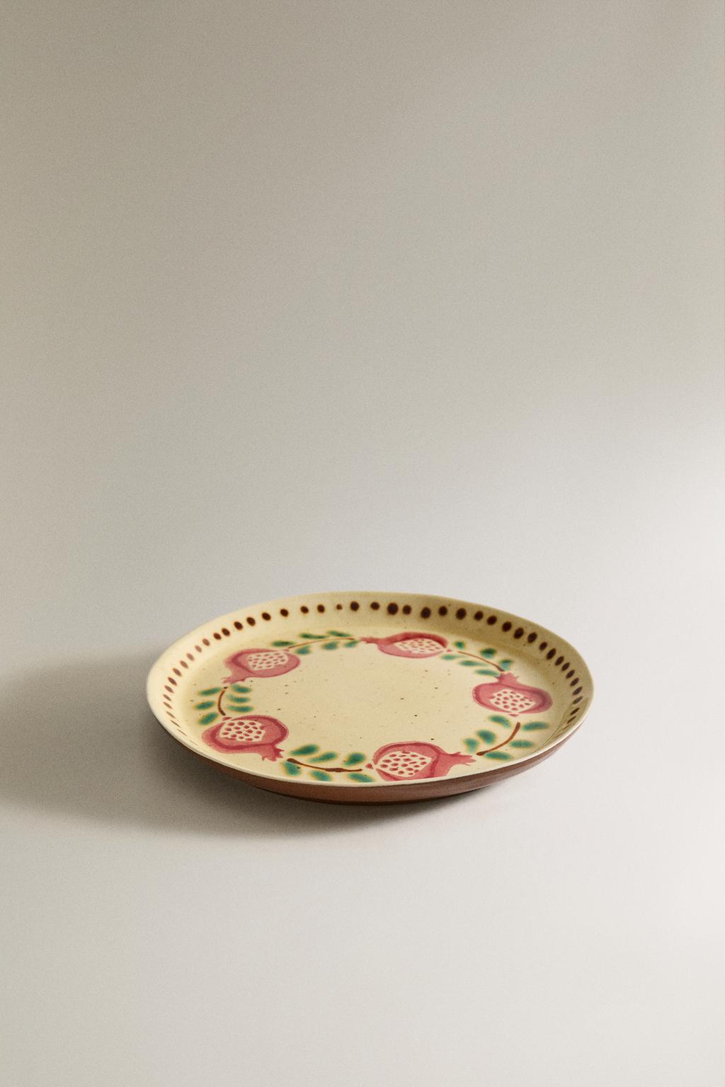 Десертная тарелка гранатовый гранат на цветной глине