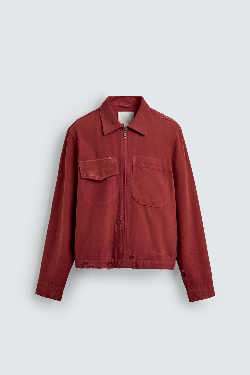 УКОРОЧЕННАЯ КУРТКА С ЭФФЕКТОМ ПОТЕРТОСТЕЙ