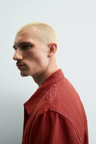 Укороченная куртка с эффектом потертостей- Заказать в России