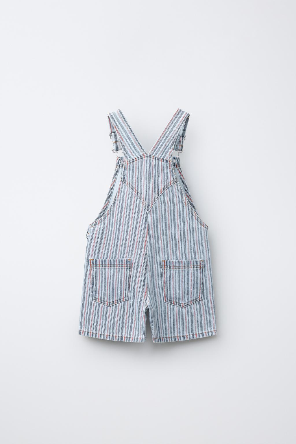 КОРОТКИЙ ДЖИНСОВЫЙ КОМБИНЕЗОН В ПОЛОСКУ