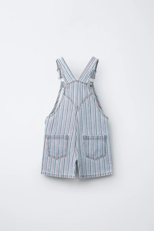 Короткий джинсовый комбинезон в полоску- Заказать в России