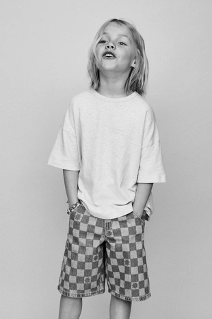 Джинсовые шорты в шахматную клетку- Заказать в России