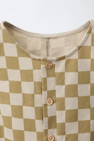 Длинный комбинезон в шахматную клетку- Заказать в России