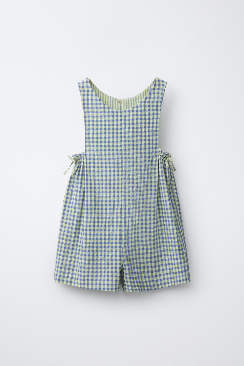 КОРОТКИЙ КОМБИНЕЗОН В КЛЕТКУ ВИШИ С БАНТАМИ