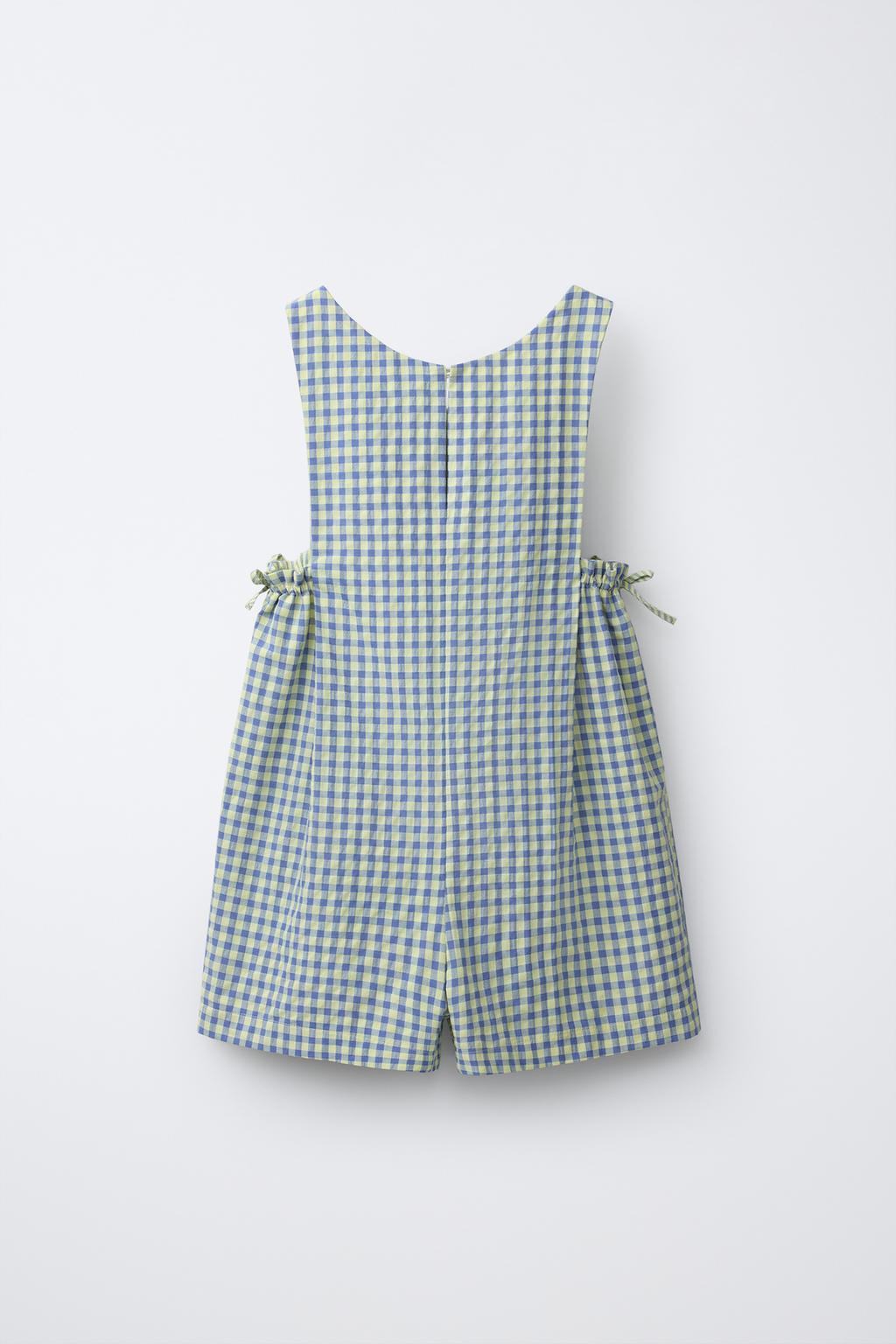 КОРОТКИЙ КОМБИНЕЗОН В КЛЕТКУ ВИШИ С БАНТАМИ