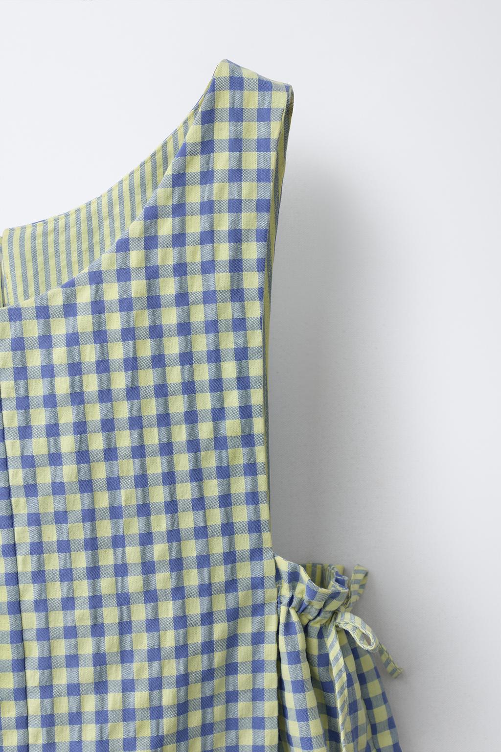 КОРОТКИЙ КОМБИНЕЗОН В КЛЕТКУ ВИШИ С БАНТАМИ