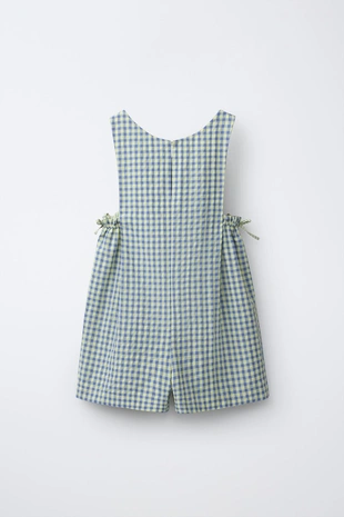 Короткий комбинезон в клетку виши с бантами- Заказать в России