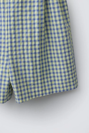 Короткий комбинезон в клетку виши с бантами- Заказать в России