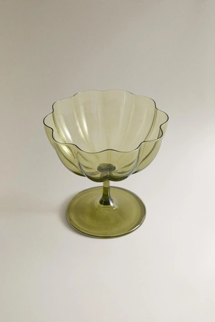 Стеклянная чашка для мороженого со волновым дизайном- Заказать в России