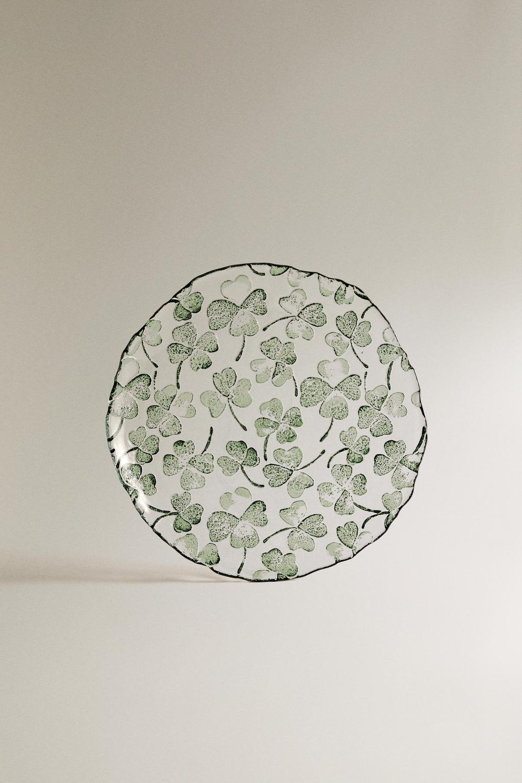 Стеклянная десертная тарелка clover