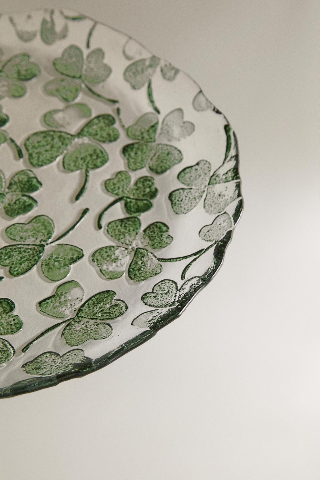 Стеклянная десертная тарелка clover