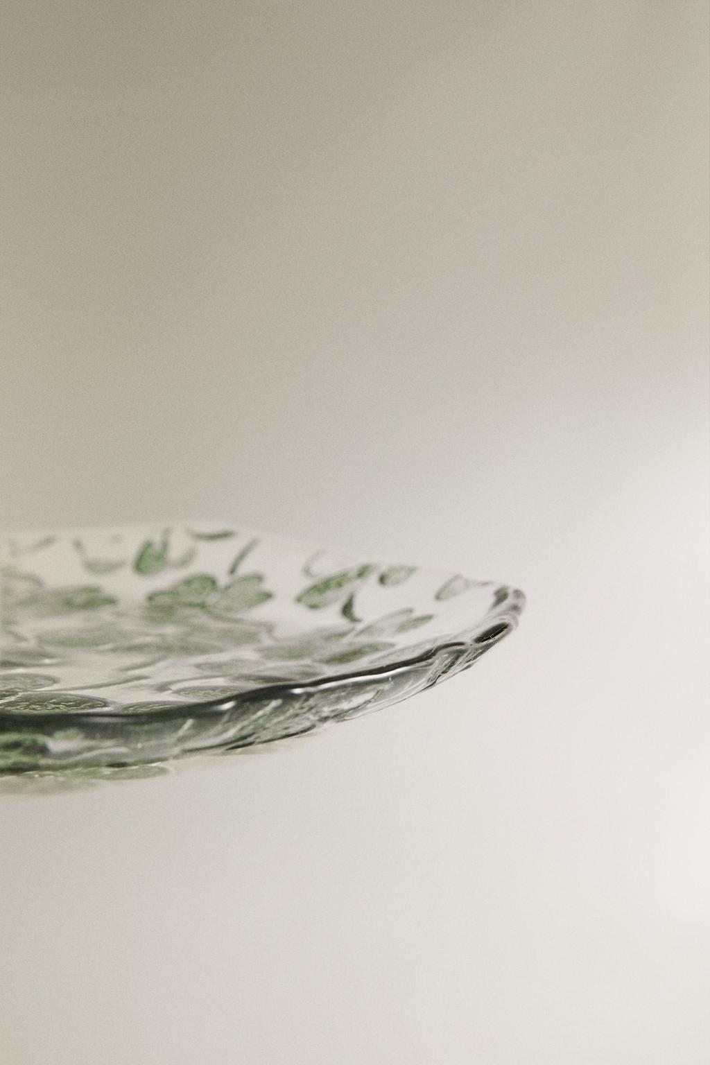 Стеклянная десертная тарелка clover