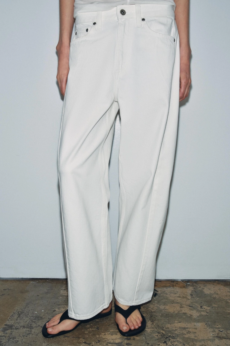 Джинсы средней посадки Zara «ZW» с укороченным свободным кроем на щиколотку