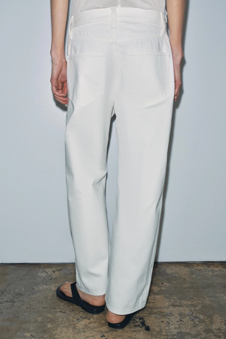 Джинсы средней посадки Zara «ZW» с укороченным свободным кроем на щиколотку