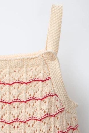 Вязаный комбинезон в полоску с воланами- Заказать в России