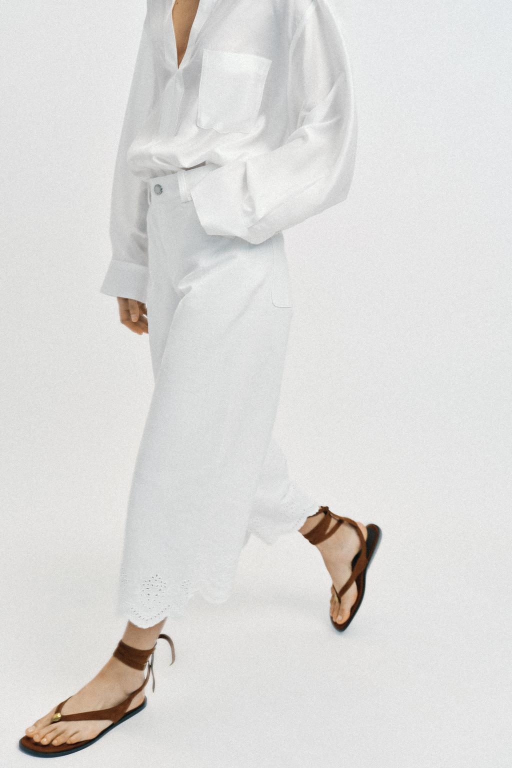 БРЮКИ КЮЛОТЫ С АЖУРНОЙ ВЫШИВКОЙ