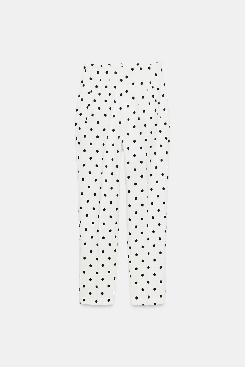 УКОРОЧЕННЫЕ БРЮКИ В ГОРОШЕК С ВЫСОКОЙ ПОСАДКОЙ